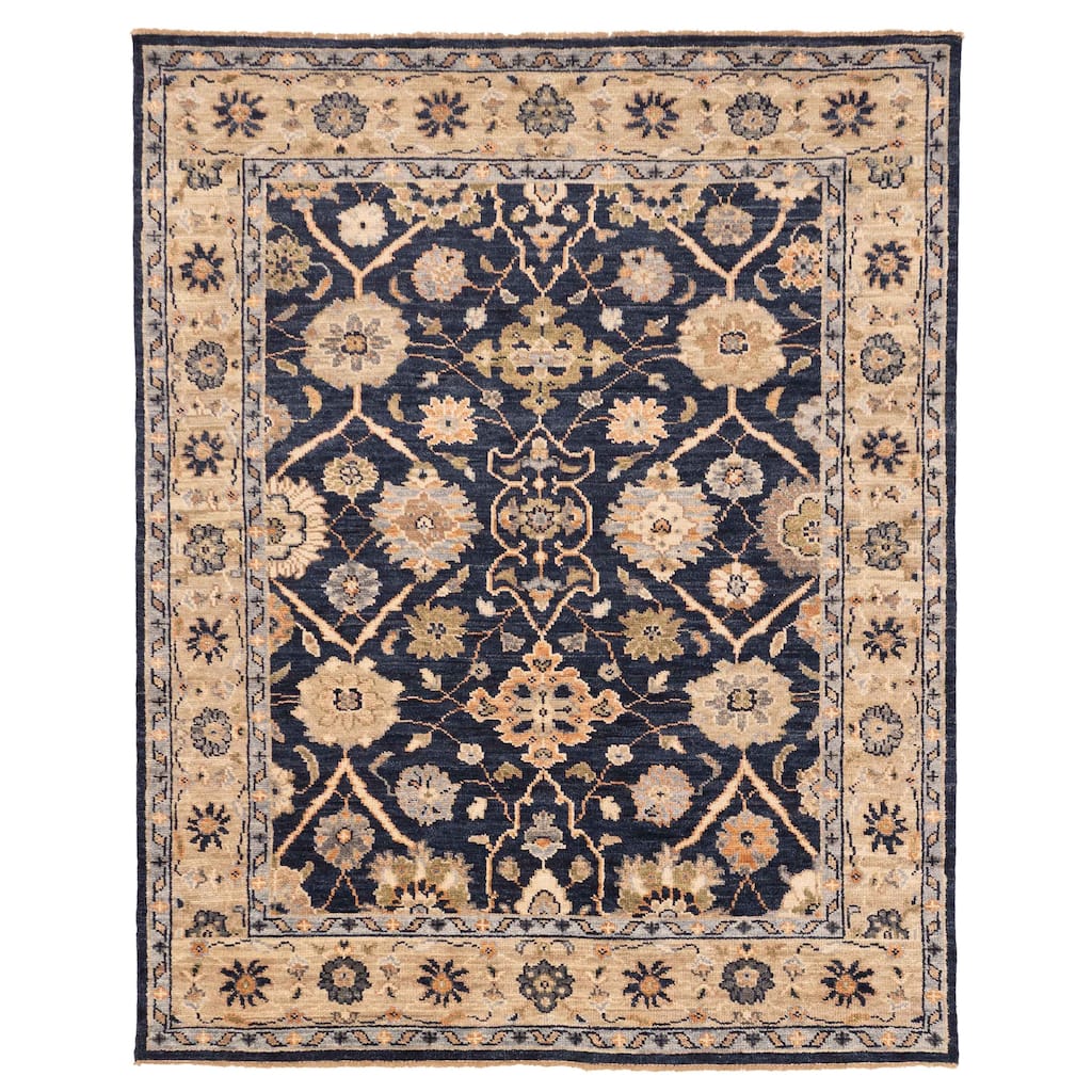 ECARPETGALLERY Hand-knotted Jules Serapi Dark Navy Wool Rug - 7'11 x 9'9