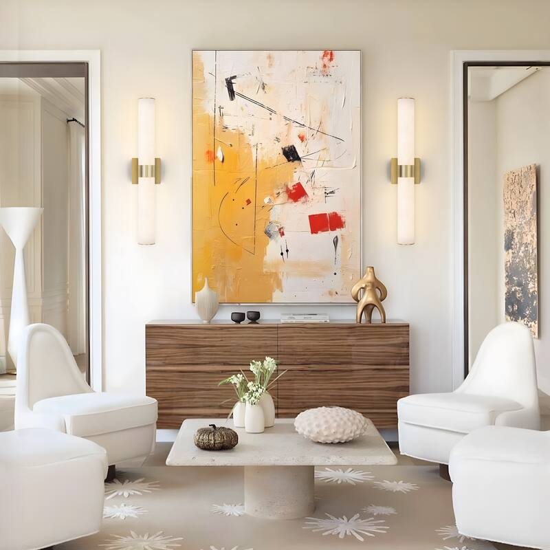 Starsky LED Dimmable Real Alabaster Cylindrical Wall Sconce