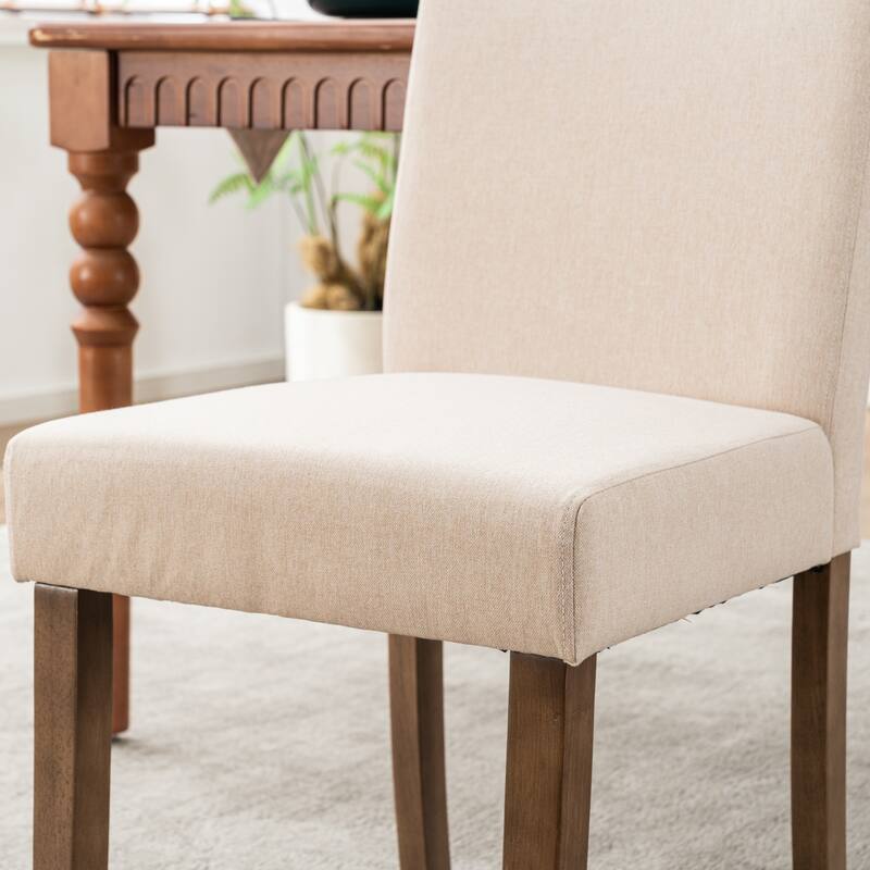 Upholstered Modern Dining Chairs, Linen Fabric Side Chairs Set of 2