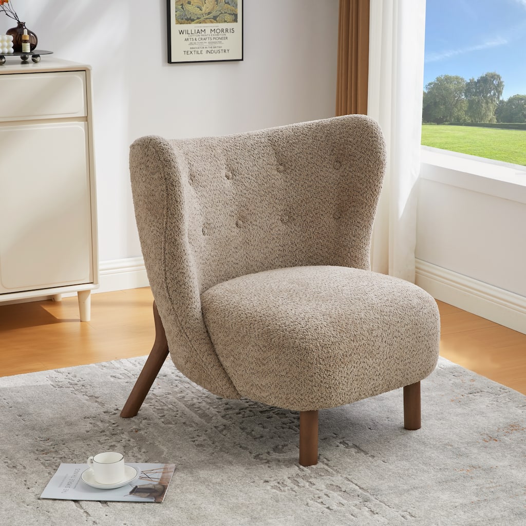 Scott Living - Aurora Modern Upholstered Accent Chair with High-Resilience Seat Cushion, Sculptural Backrest & Solid Wood Legs