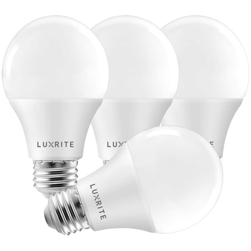 Luxrite A19 LED Bulb 75W Equivalent, 1100 Lumens, Dimmable, Enclosed Fixture Rated, Energy Star, E26 Base (4 Pack) - N/A
