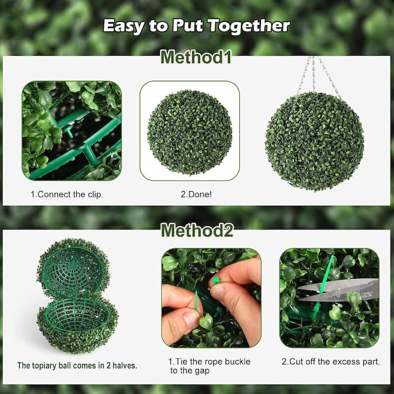 Pre-Lit Artificial Plant Topiary Ball Plant for Home Decor
