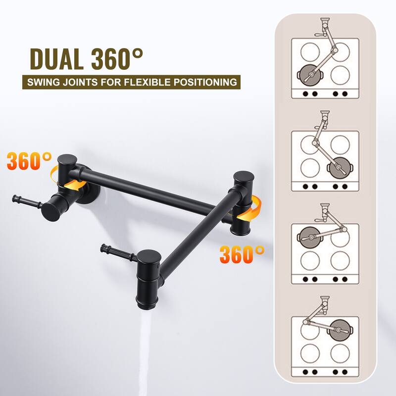 WOWOW 23.5-inch Wall Mount Pot Filler with Double Handle