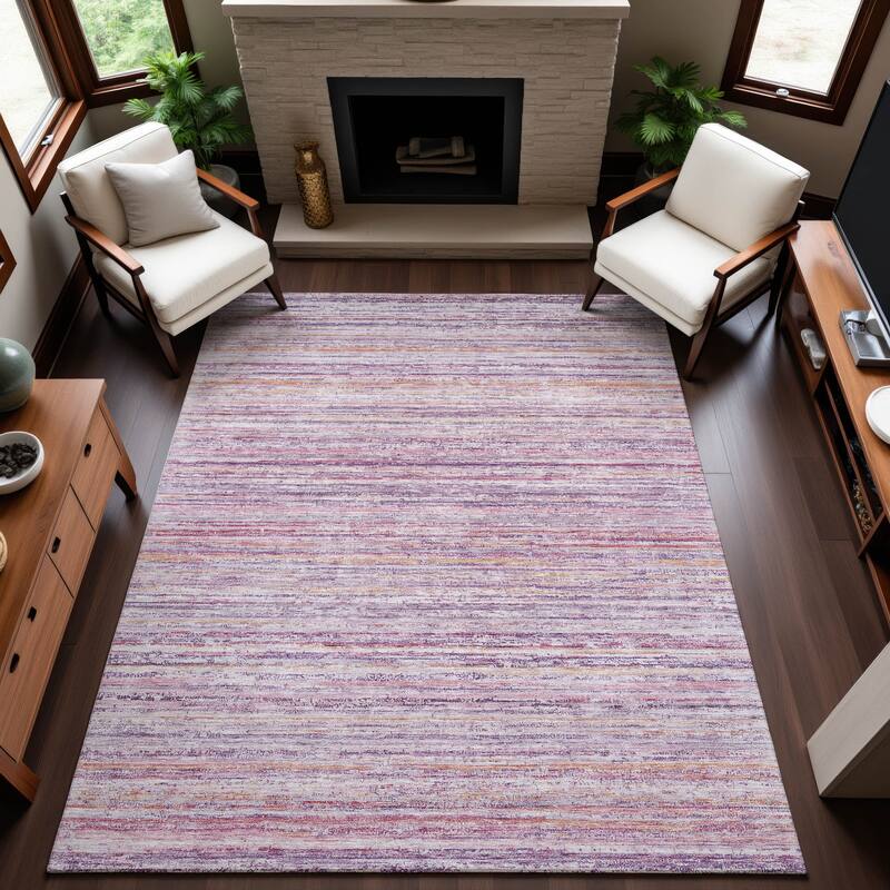Premium Washable Super Soft Ombre Stripes Mayfield Rug - Mauve - 10' x 14'