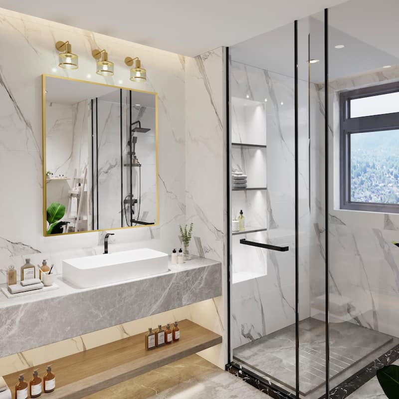 Aluminum Alloy Framed Wall Mounted Bathroom Vanity Accent Mirror in