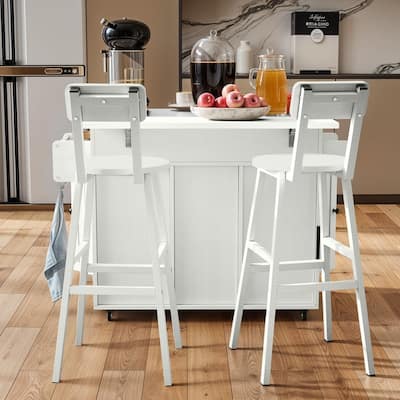 Moasis Mobile Kitchen Island Cart with Stainless Steel Ffolding Tabletop and Storage