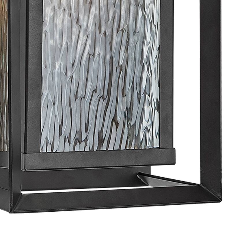 LED Outdoor Wall Light with clear water glass in Bronze Finish - 13"H x 8"W x 6"D