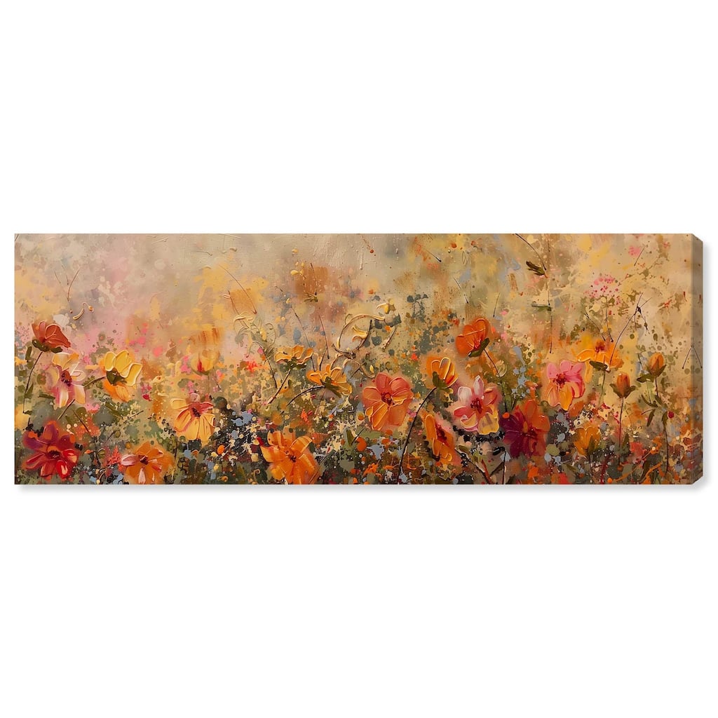 Fall Cosmo Flowers Panoramic Canvas by Art Remedy, Gallery Wrapped
