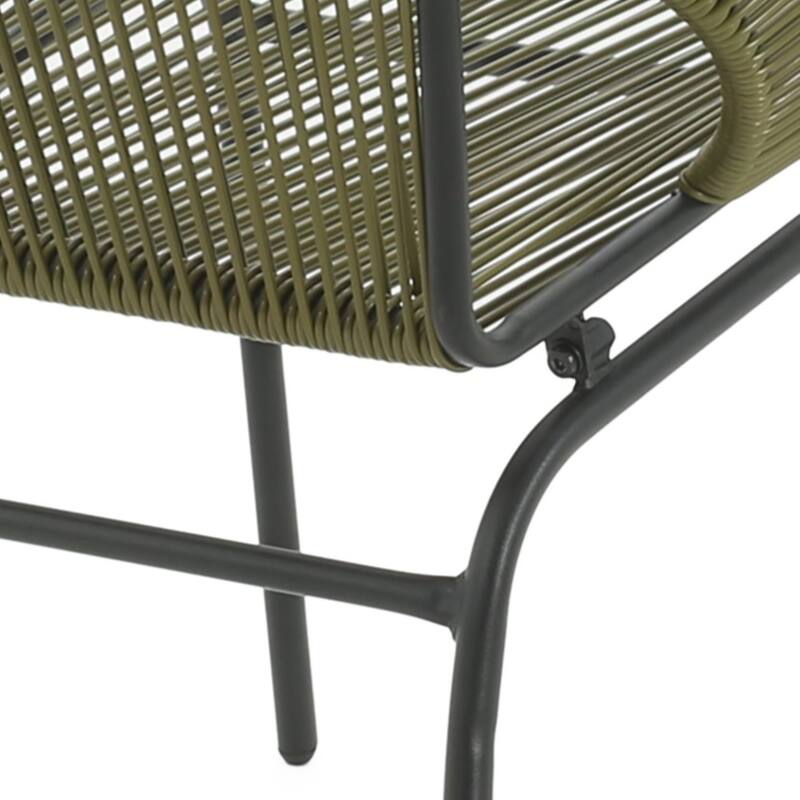Roomfitters Nusa Outdoor Woven Wicker Patio Chair with Iron Legs, Modern Round Basket Seat, Set of 2 - Set of 2