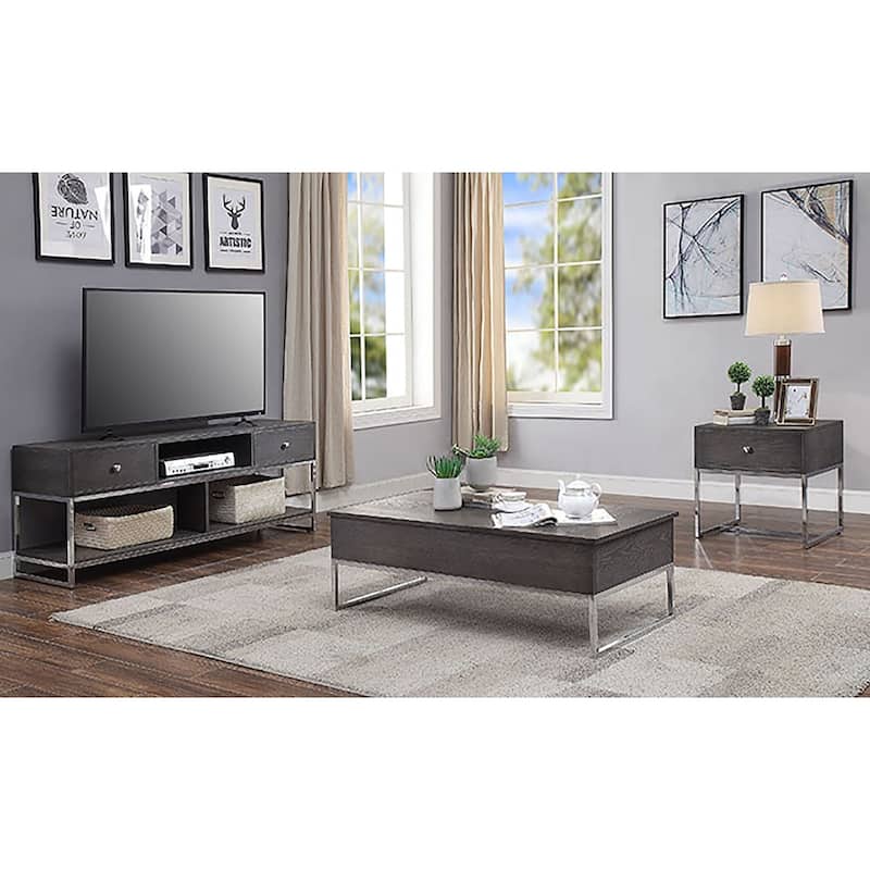 Nyholm Grey Oak and Chrome Coffee Table with Lift Top
