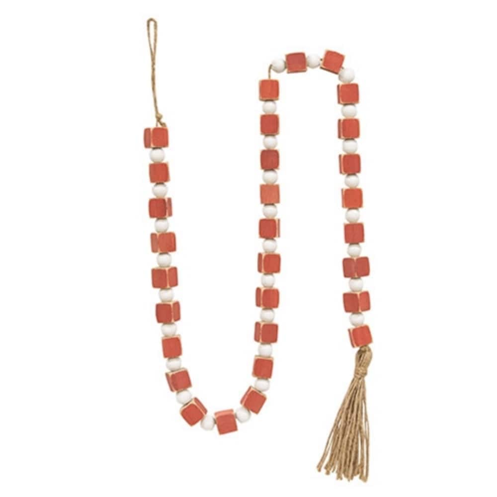 *Square & Round Wood Beaded Garland 47" - Multi