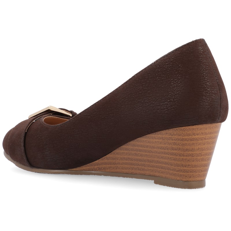 Journee Collection Women's Graysn Comfort Insole Slip On Round Toe Wedge