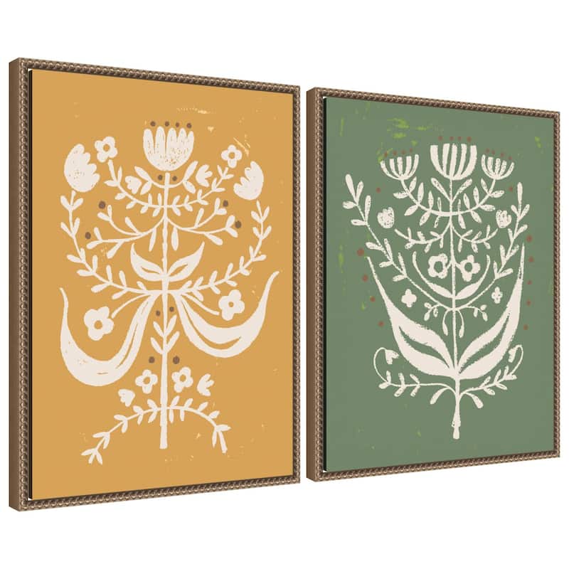 Kate and Laurel Bungalow Charm 2 Piece Framed Canvas Wall Art Set by Vicky Yorke - 2 Piece Set 18x24