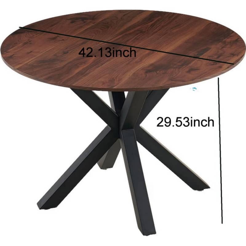 42.1"W Mid-century Round Dining Table with Metal Cross Leg and MDF Top