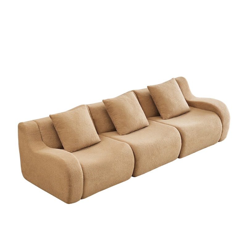 GDF Studio - Fairford 3-Seat Modular Sofa With Curved Armrests & Non-Slip Base