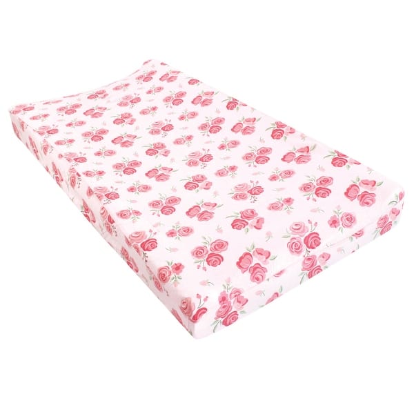 slide 1 of 1, Hudson Baby Infant Girl Changing Pad Cover, Blush Rose, One Size - Blush Rose Cotton - Blush Rose