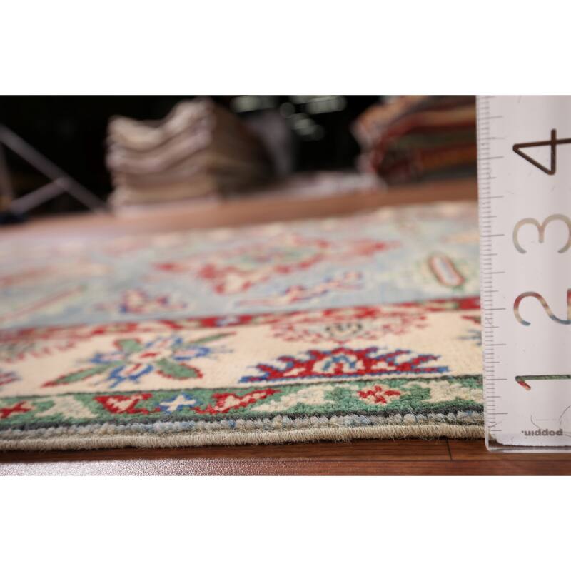 Light Blue Traditional Kazak Foyer Rug Hand-Knotted Wool Carpet - 3'3" x 4'11"