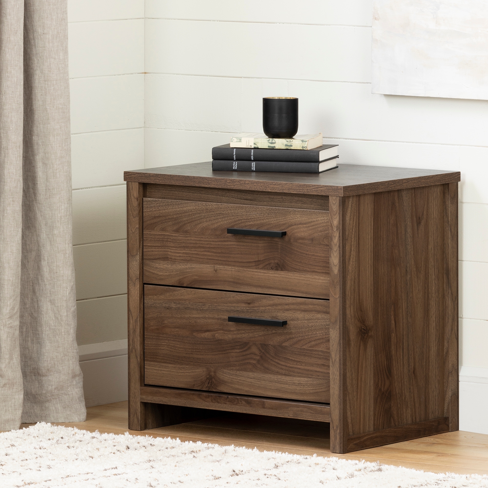 Shop South Shore Lensky 2 Drawer Nightstand Overstock 29047712 Gray Oak