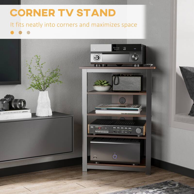 Brown 24" TV Stand with Shelves & Steel Frame for TVs Under 29"