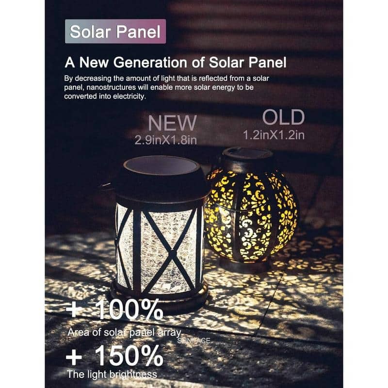 Solar Wall Lantern Outdoor Waterproof LED Hanging Solar Lamps for Front Porch, Patio & Yard Decor - Black