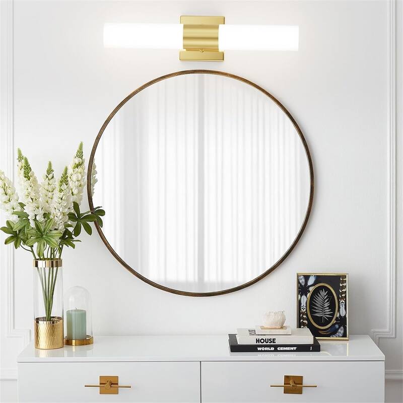 Cusp Barn Bathroom Light Fixtures, Gold Wall Sconce Light, Modern Wall Lights with Milky Glass Shade for Vanity, Bedroom - Gold