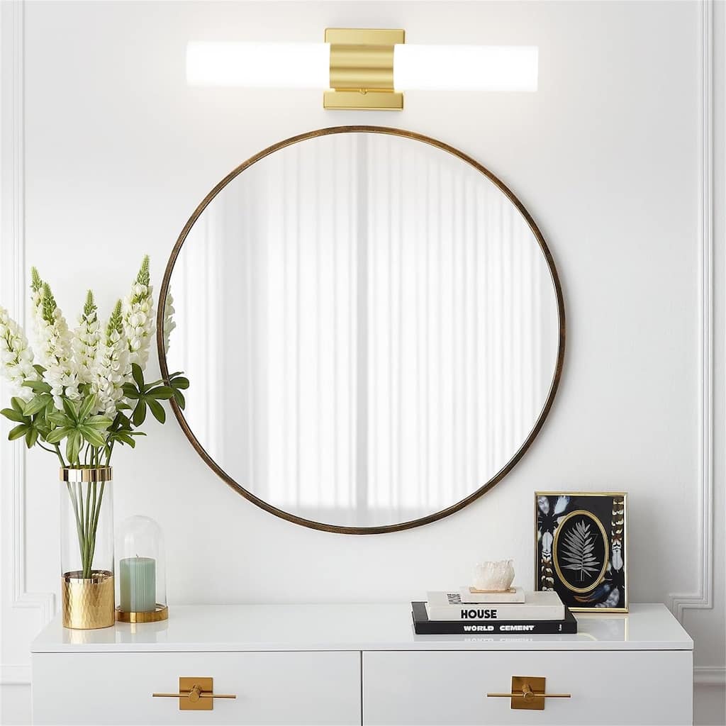 Cusp Barn Bathroom Light Fixtures, Gold Wall Sconce Light, Modern Wall Lights with Milky Glass Shade for Vanity, Bedroom