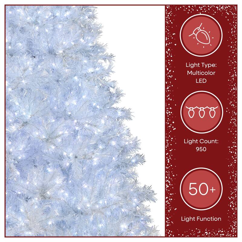 National Tree Company 9 f.t Pre-lit Artificial Christmas Crystal Pine Hinged Tree, 950 RGB LED Lights- UL - 9 Foot