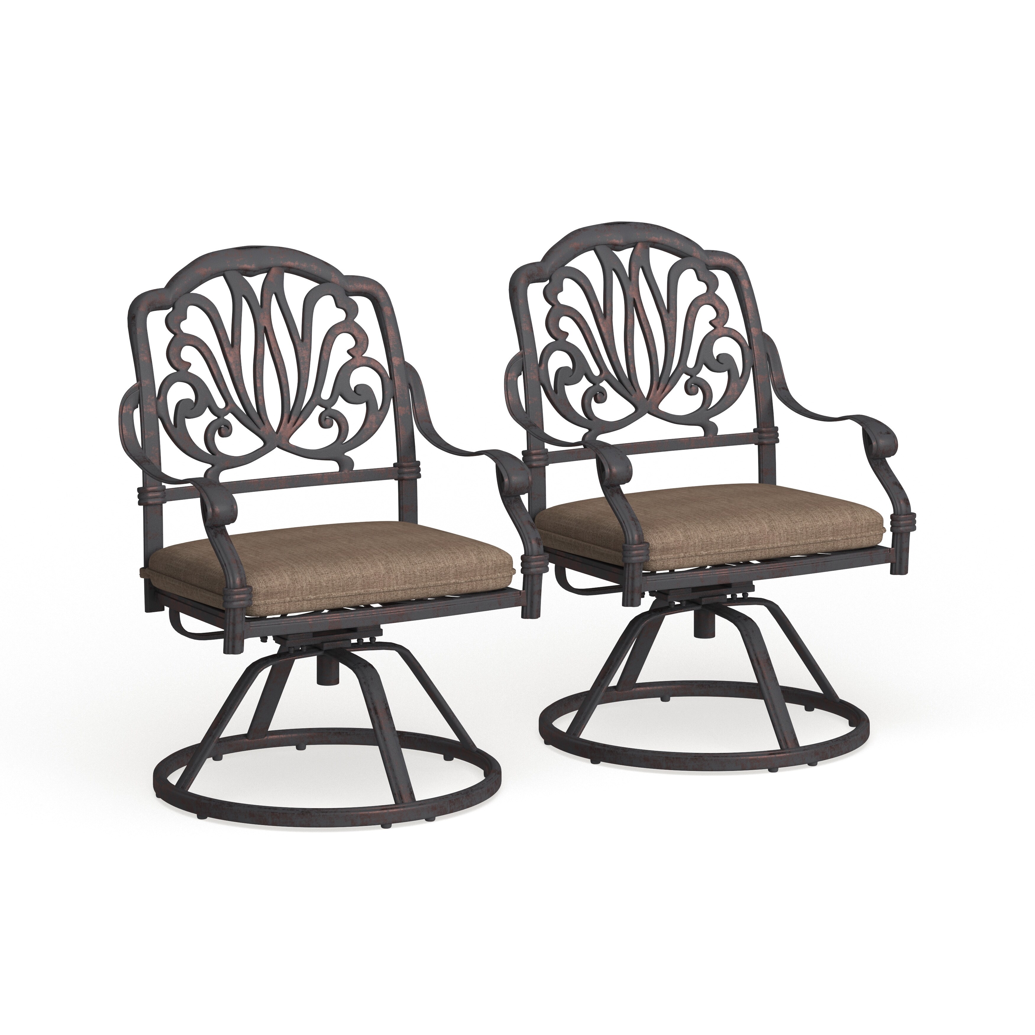 Shop Darlee Elisabeth Cast Aluminum Swivel Rocker Dining Chair With Seat Cushion Set Of 2 Antique Bronz Overstock 20830844