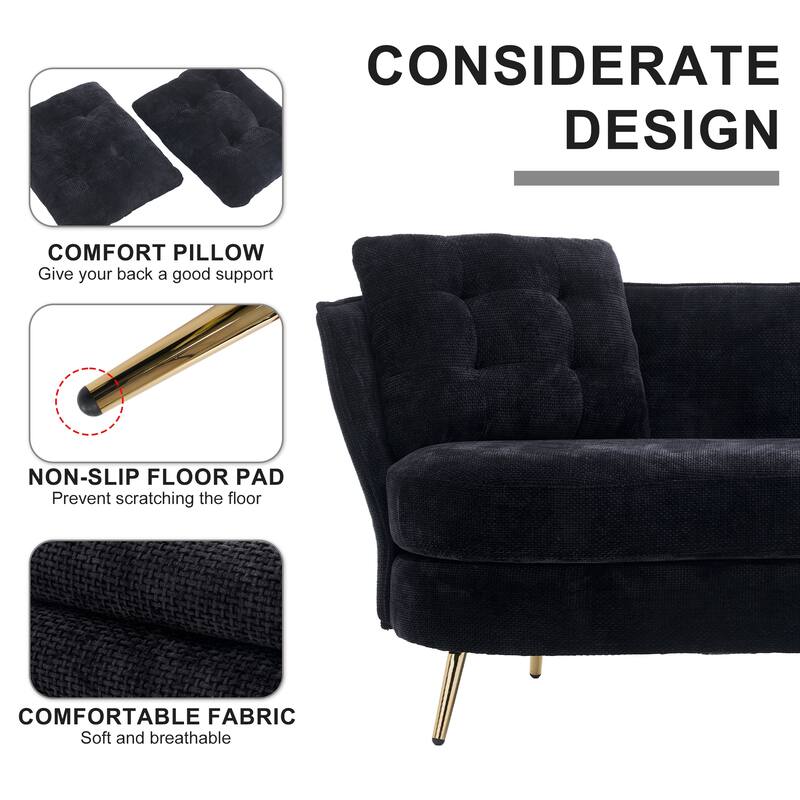 Upholstered Couch with Golden Metal Legs