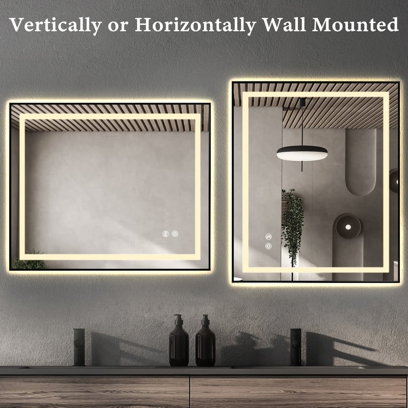 Yulika 30" x 36" LED Bathroom Mirror for Wall Dimmable Vanity Mirror with Lights Memory Smart Mirror - 30x36in