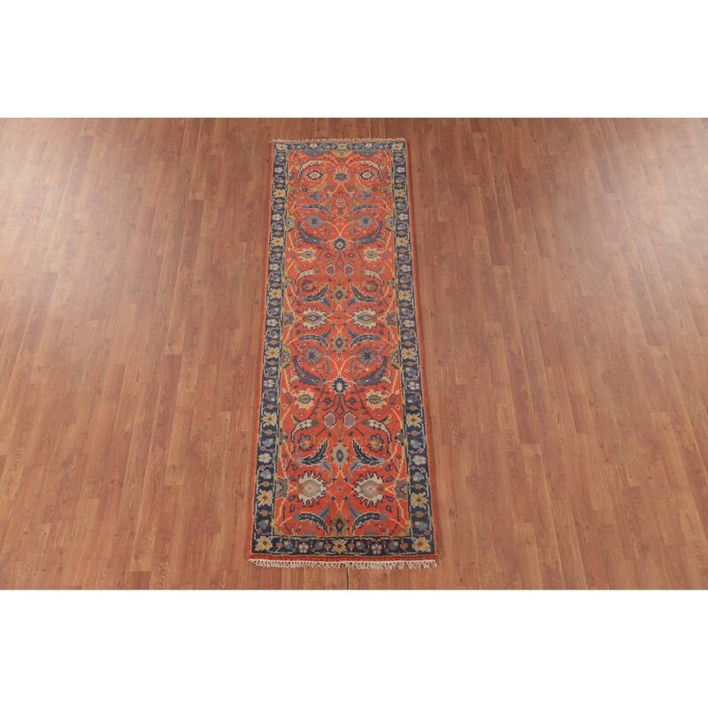 All-Over Floral Heriz-Serapi Oriental Runner Rug Wool Carpet - 2'6"x 7'11"