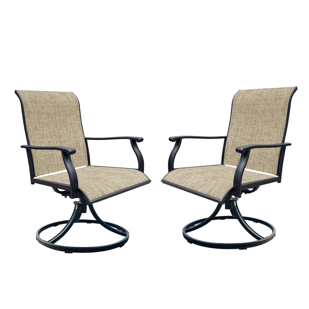 360 Rotation Swivel Dining Chairs Set of 2, Outdoor Patio Chairs, Lawn Chairs for Front Porch Backyard Deck