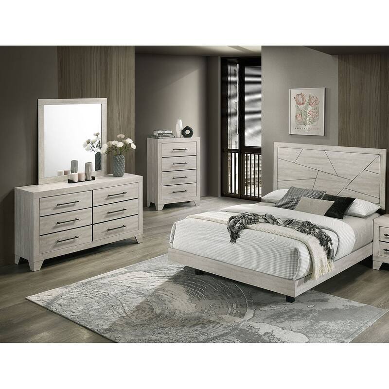 Contemporary 4pc Light Gray Finish Bedroom Furniture Set