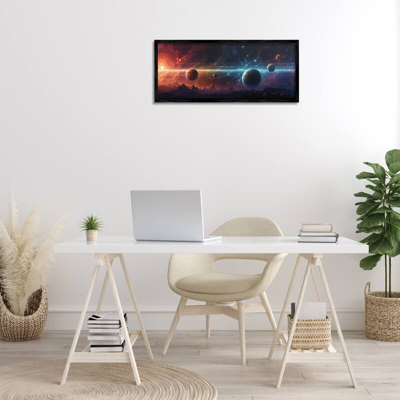 Stupell Surreal Planets over Crags Framed Giclee Art Design By Wumples