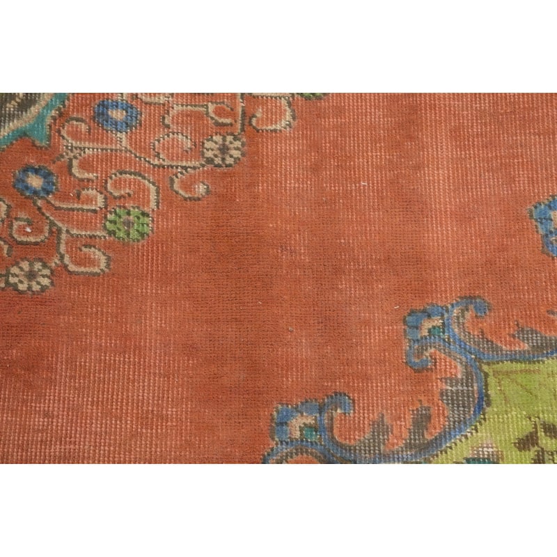 Hand Knotted Oriental 100% Wool Carpet Traditional Floral Oranges & Rust Tabriz Area Rug - 11' 8'' X 9' 5''