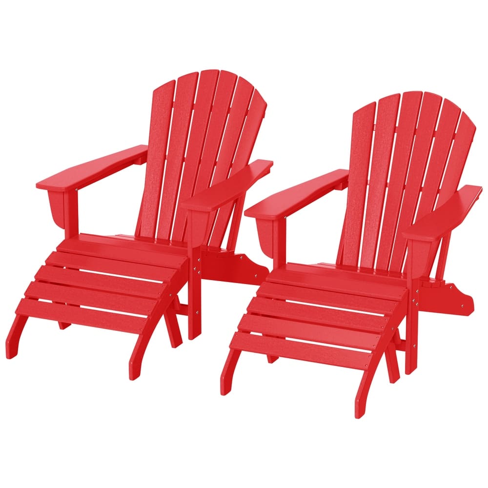 Altura Outdoor Eco-Friendly All Weather Adirondack Chairs with Ottomans (4-Piece Conversation Set)