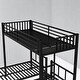 preview thumbnail 11 of 10, Triple Bunk Bed,Metal Twin Over Twin & Twin Beds with Ladder, Guardrails, Shelf & Table, Convertible L-Shaped Design