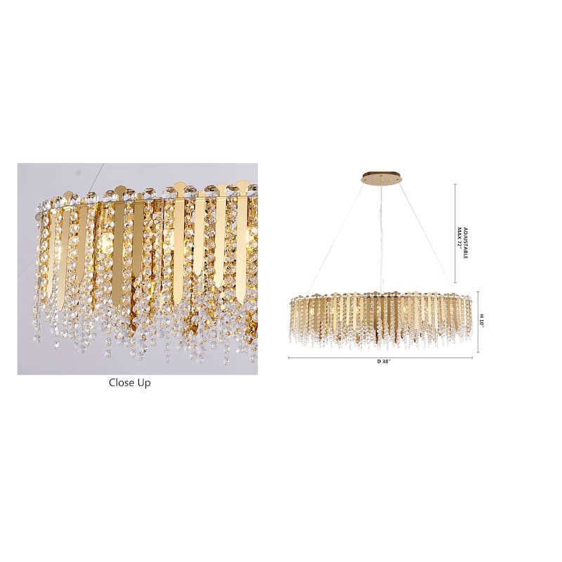 Transitional 16-Light Gold Crystal Chandelier
