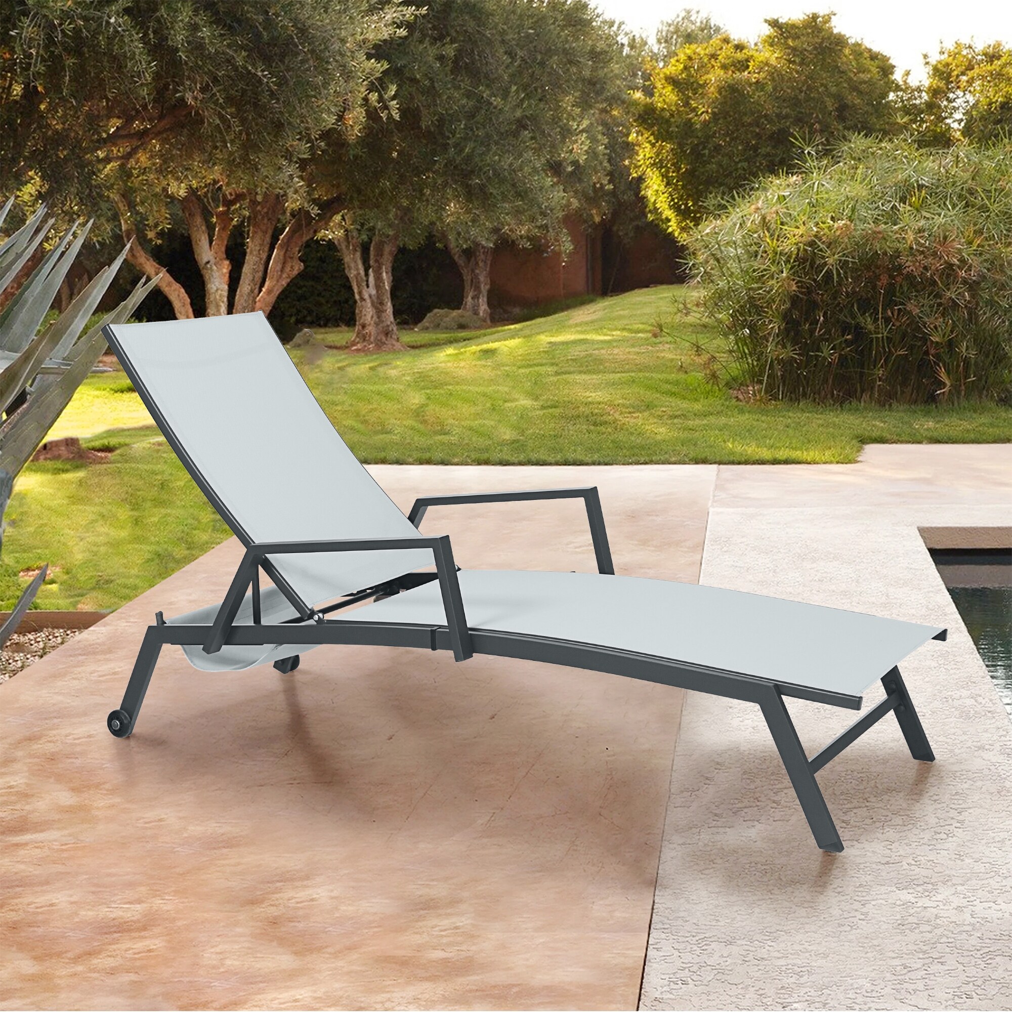 Shop Adjustable Outdoor Chaise Lounge Chair Overstock 32033499