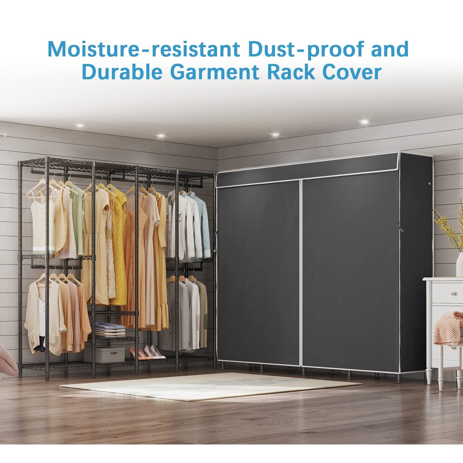 Garment Rack Heavy Duty Clothes Rack with Cover Closet Portable Wardrobe Closet Metal Clothing Rack with Oxford Fabric Cover Bed Bath Beyond 38301232