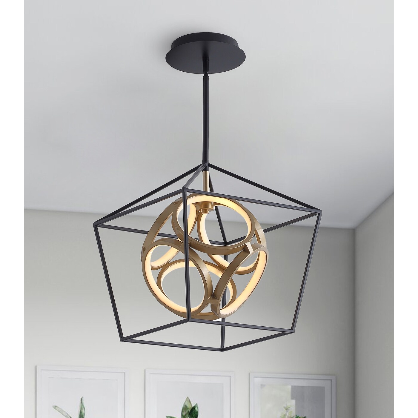 Gold geometric shop light fixture