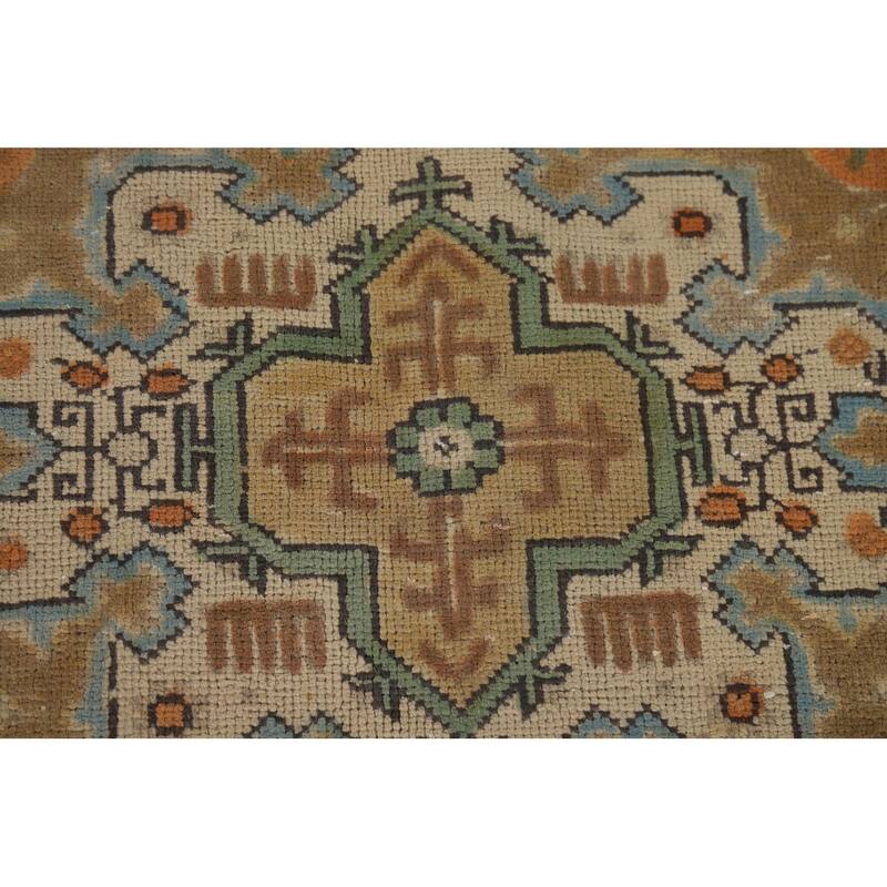 Grey Geometric Tabriz Vintage Persian Area Rug Handmade Wool Carpet - 8'1" x 11'3"