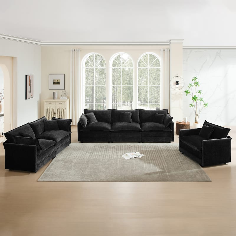Cloud Chenille Upholstered Modular Sectional Sofa with DIY Combination Design