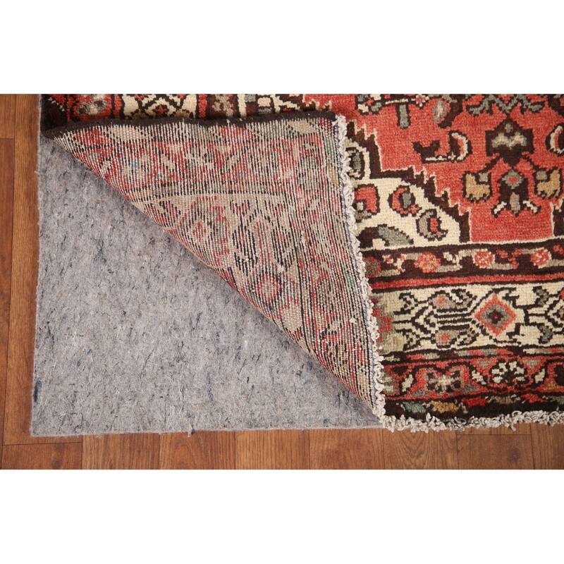 Hand Knotted Oriental 100% Wool Carpet Traditional Geometric Red Hamedan Runner Rug - 10' 3'' X 3' 6''