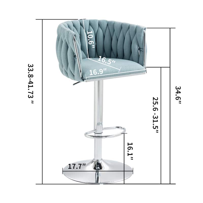 Swivel Bar Stool Set of 2, Counter Height Stool with High-Density Sponge Cushion, Adjustable Height and Anti-Slip Base