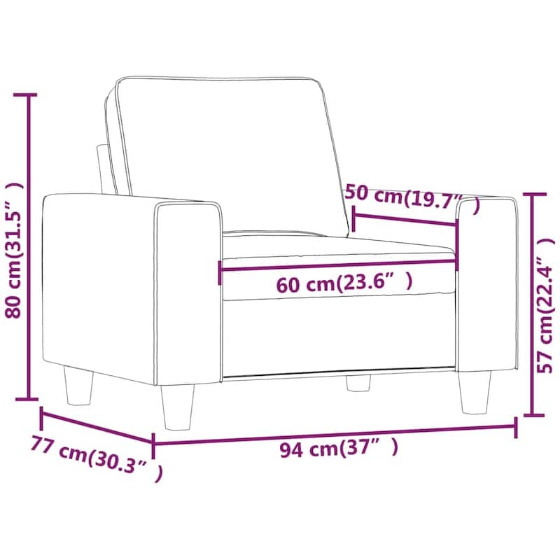 vidaXL Sofa Chair Accent Upholstered Chair for Living Room Microfiber Fabric
