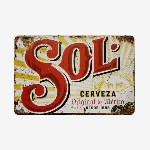 Sol Cerveza Mexican Beer Metal Tin Sign 12" x 8" - 12" X 8"
