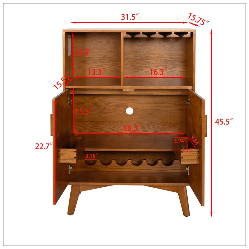31.5" Liquor Cabinet with Wine Glass Holder