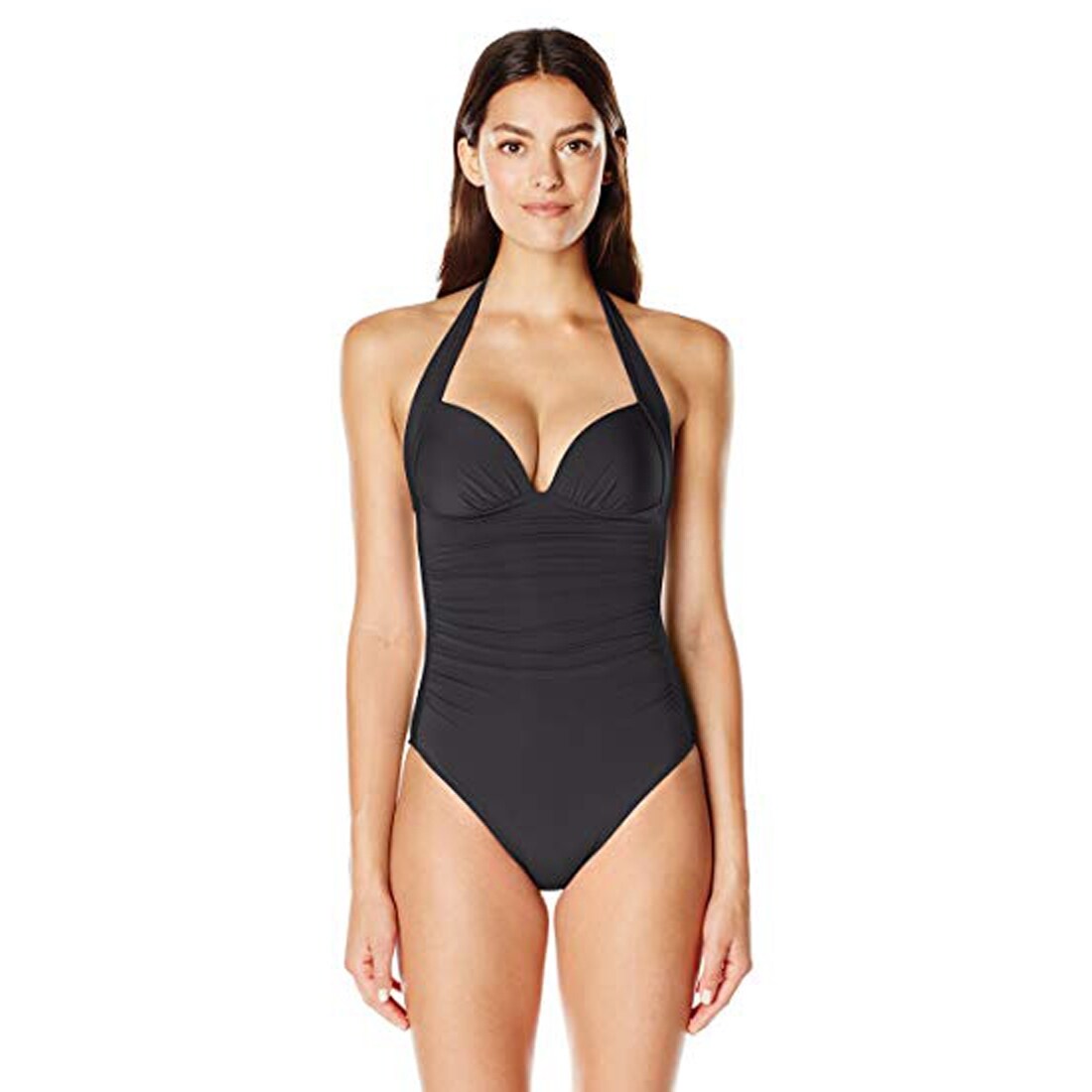 Shop Jets By Jessika Allen Jetset 50s Gathered Halter One Piece Swimsuit Black 12 Overstock 31666742