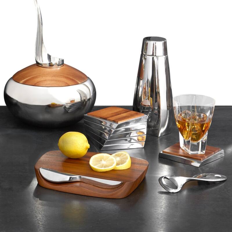 Nambe Blend Bar Board with Knife - 9” x 7.25”